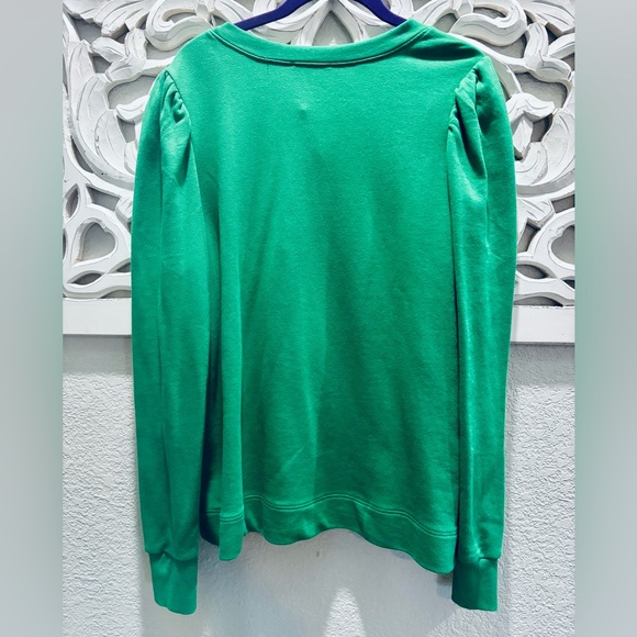 LOFT Vibrant Green Henley Sweatshirt - Picture 2 of 6